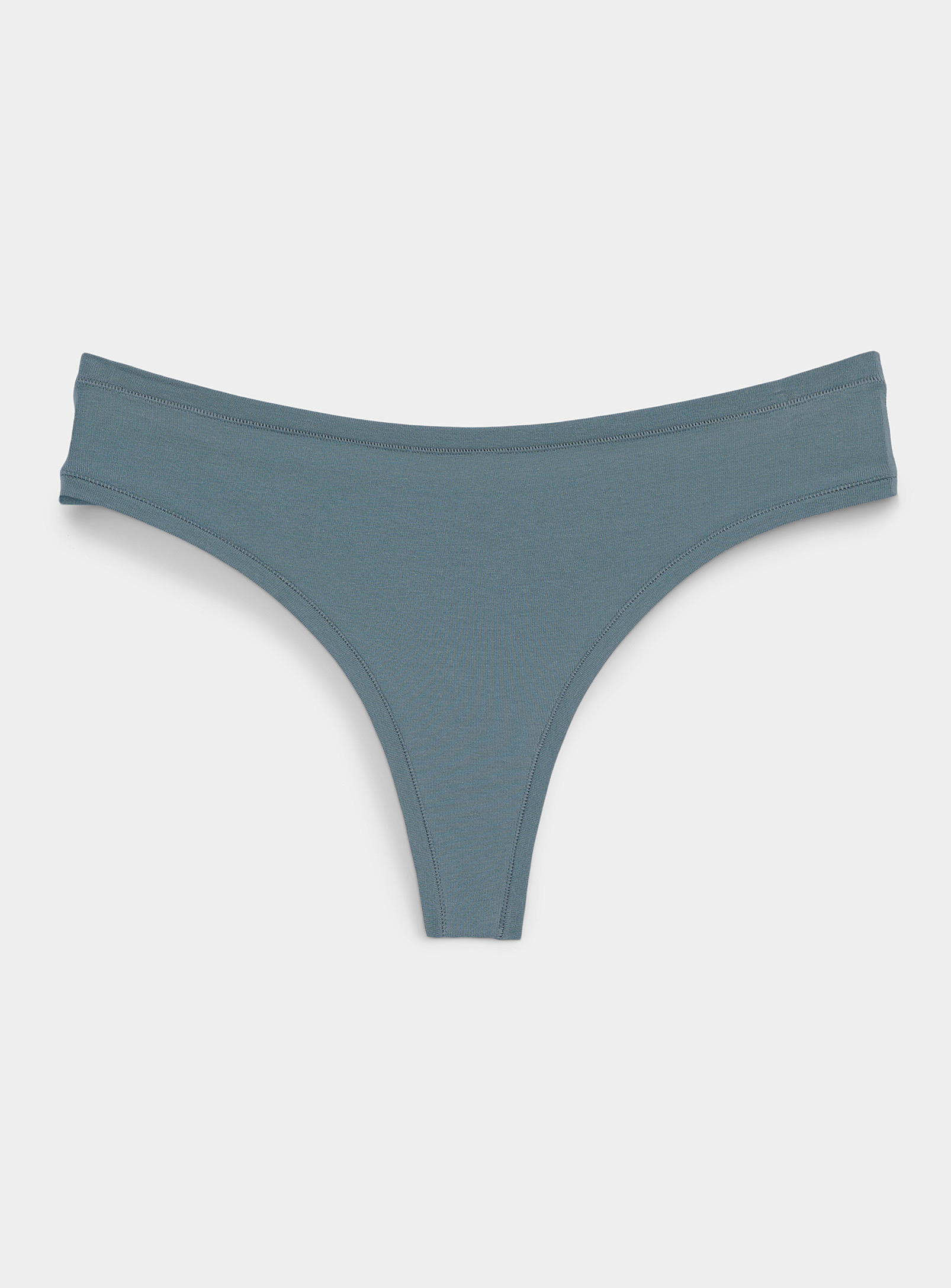 Miiyu - Plain thong Cotton (Women, Blue, MEDIUM)