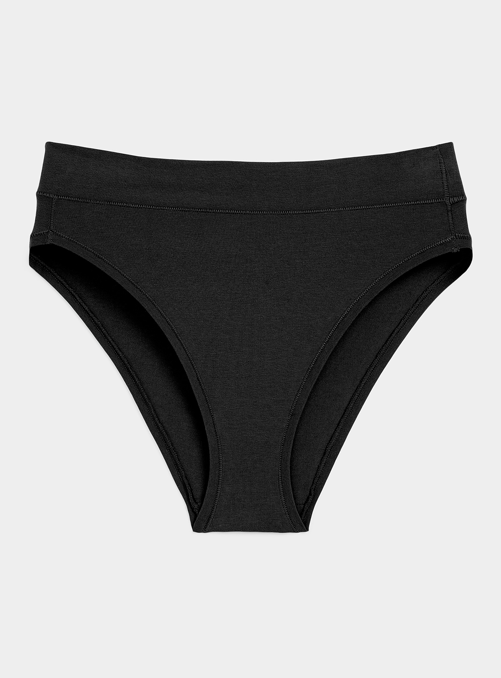 Miiyu Plain Cotton High-cut Bikini Panty In Black