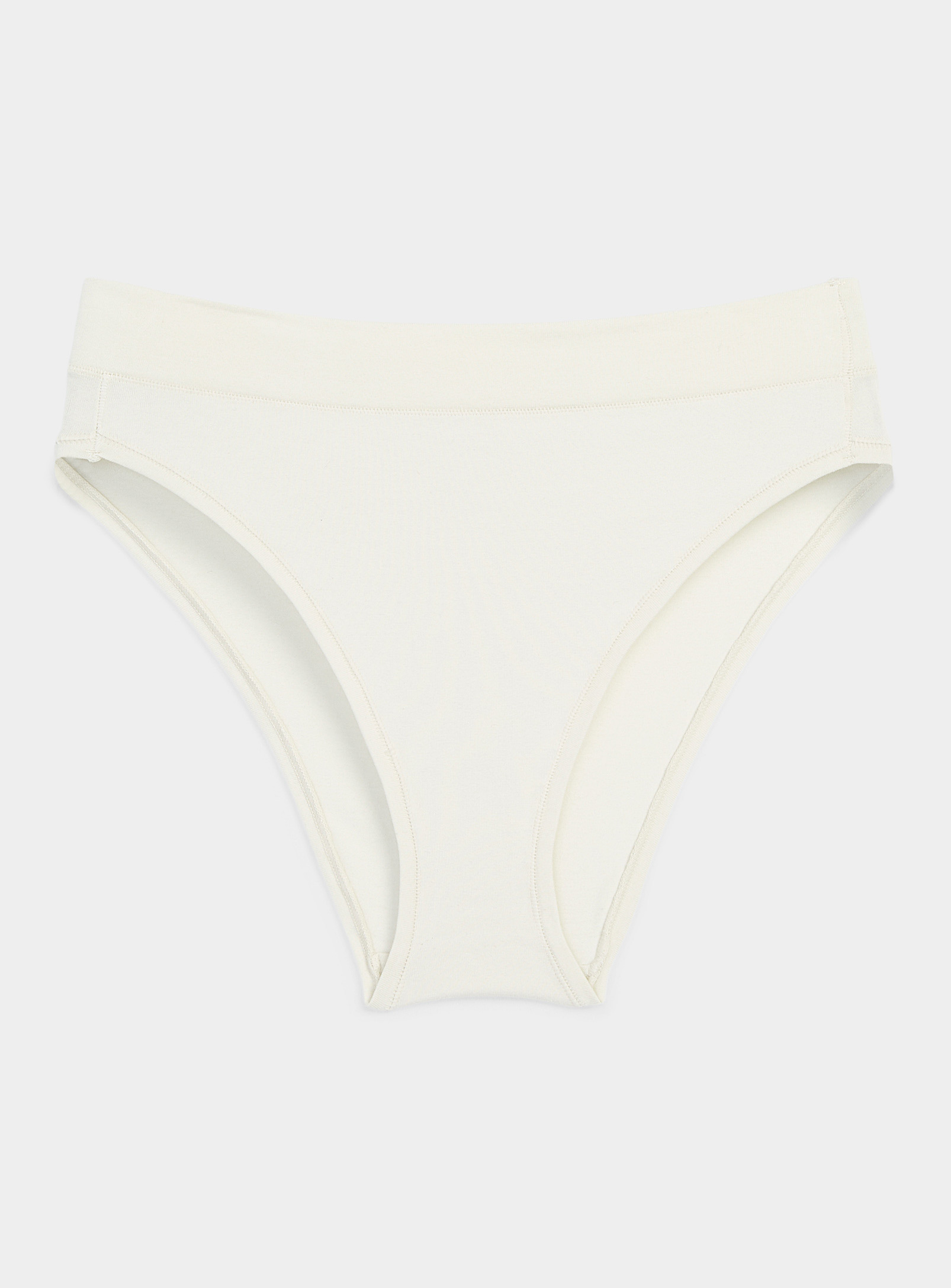 Miiyu Plain Cotton High-cut Bikini Panty In White