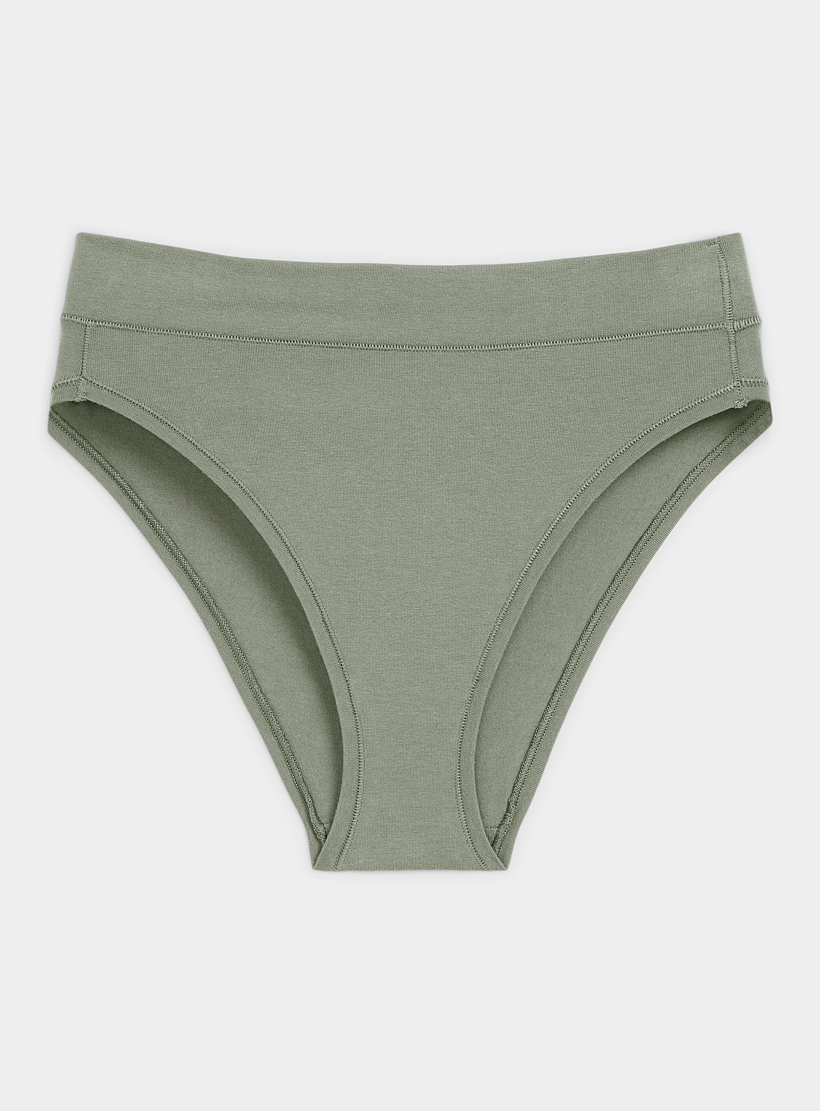 Miiyu Plain Cotton High-cut Bikini Panty In Green