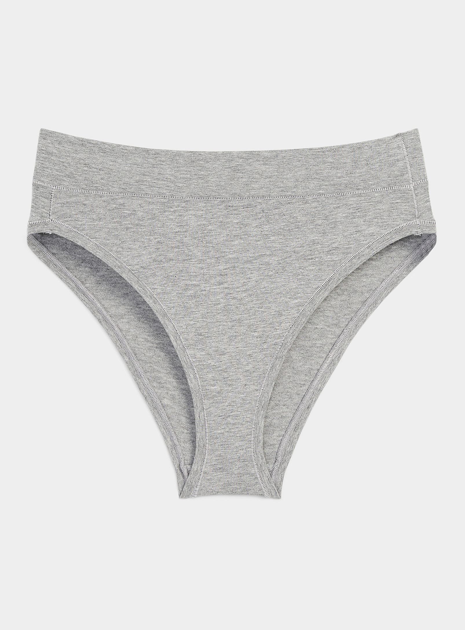 Miiyu Plain Cotton High-cut Bikini Panty In Grey