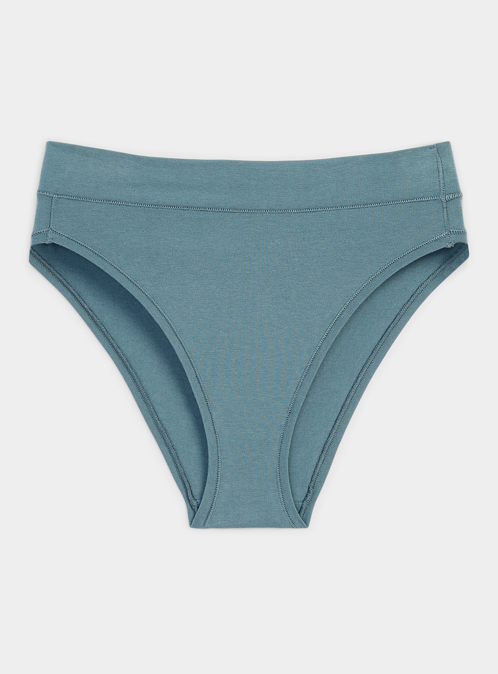 Miiyu Plain Cotton High-cut Bikini Panty In Blue