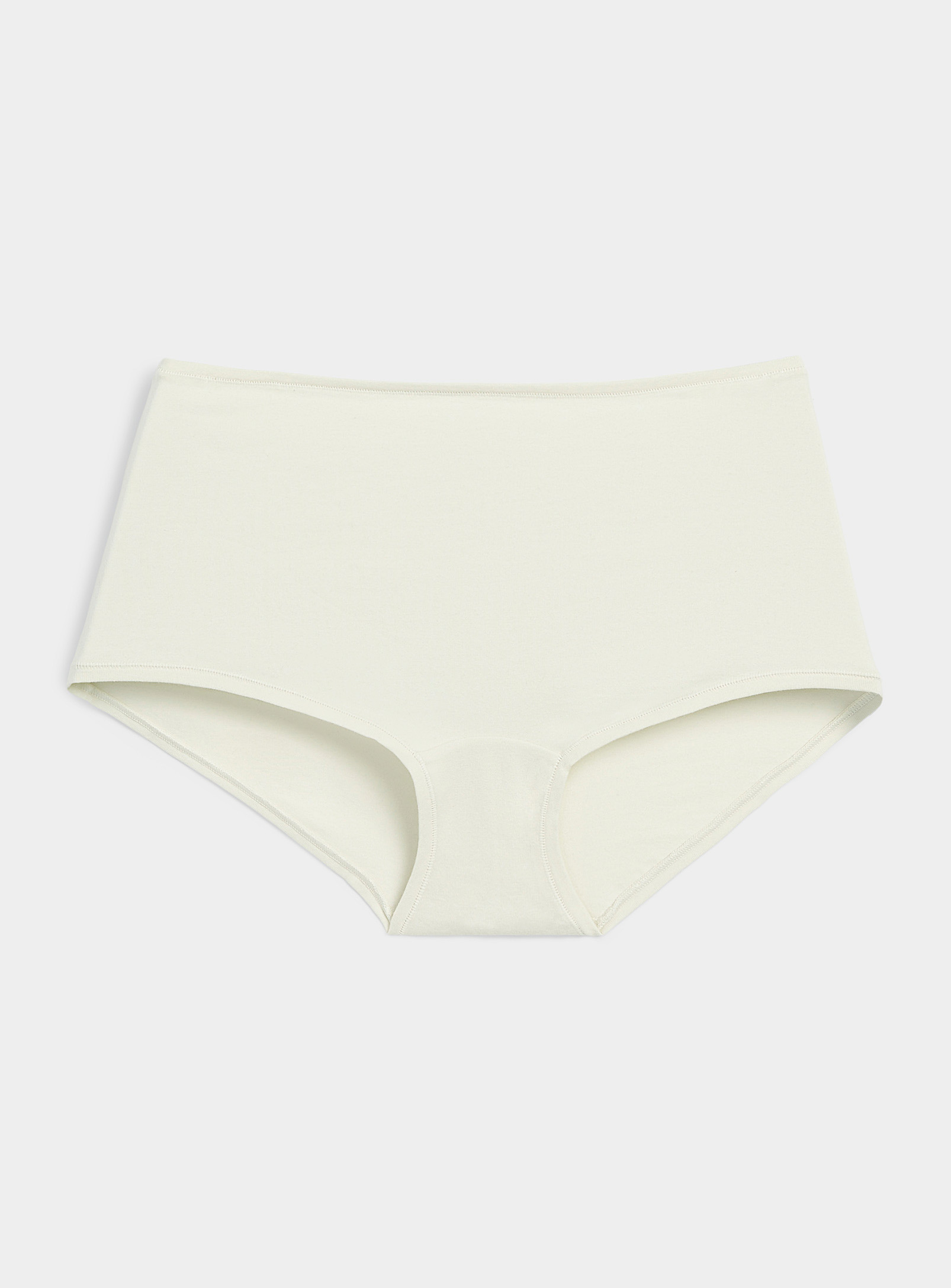 Miiyu - Plain cotton high-waist boyshort (Women, White, MEDIUM)