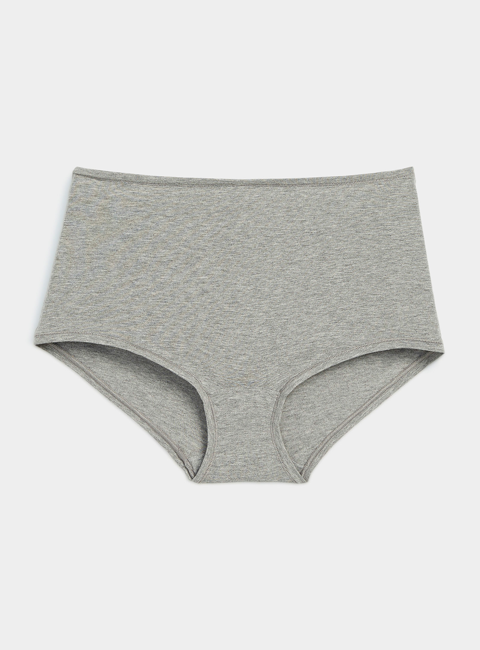 Miiyu Plain Cotton High-waist Boyshort In Grey