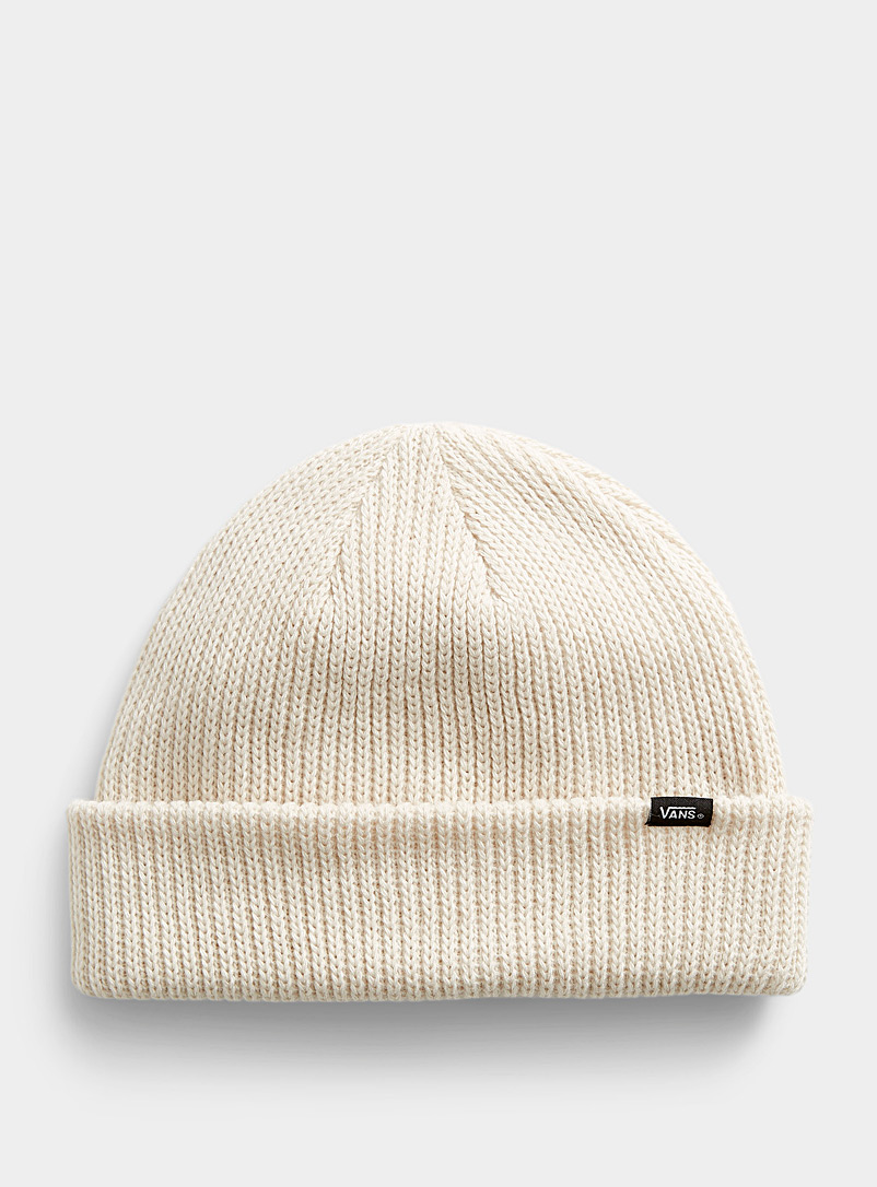 Vans Cream Beige Small-rib solid tuque for women
