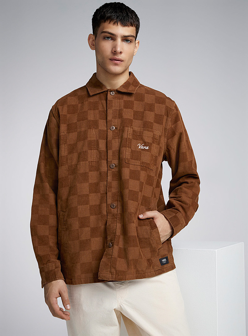 Vans Light Brown Checkerboard corduroy overshirt for men