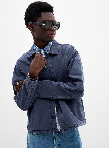Le <i>shacket</i> twill chevron d&eacute;lav&eacute;