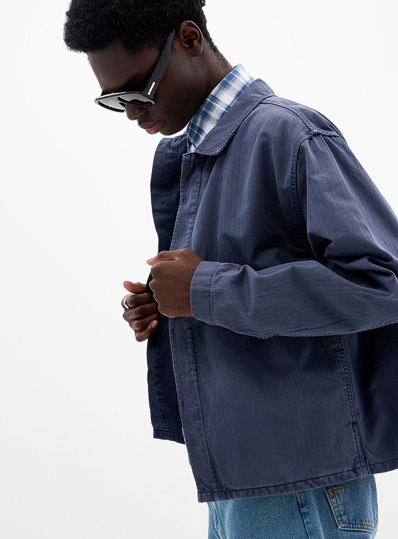 Vans Indigo/Dark Blue Pigment-dyed herringbone twill shacket for men