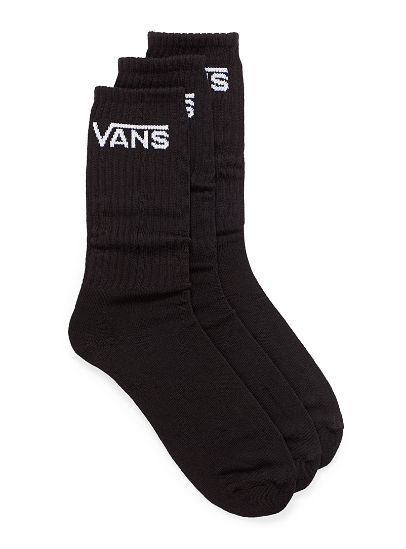 Vans Black Drop V logo ribbed socks 3-pack for men
