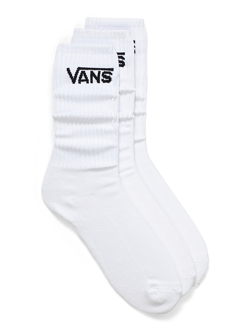 Vans White Drop V logo ribbed socks 3-pack for men
