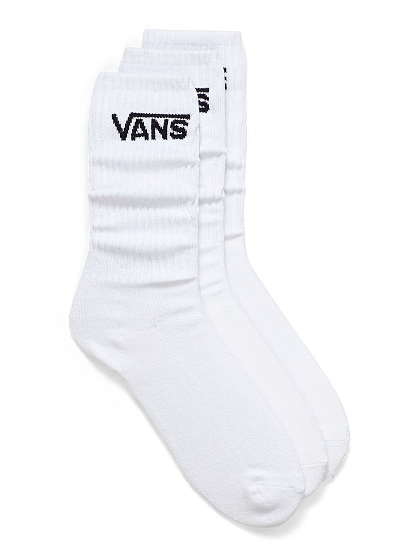 Vans: Les chaussettes c&ocirc;tel&eacute;es Classic Emballage de 3 Blanc pour homme