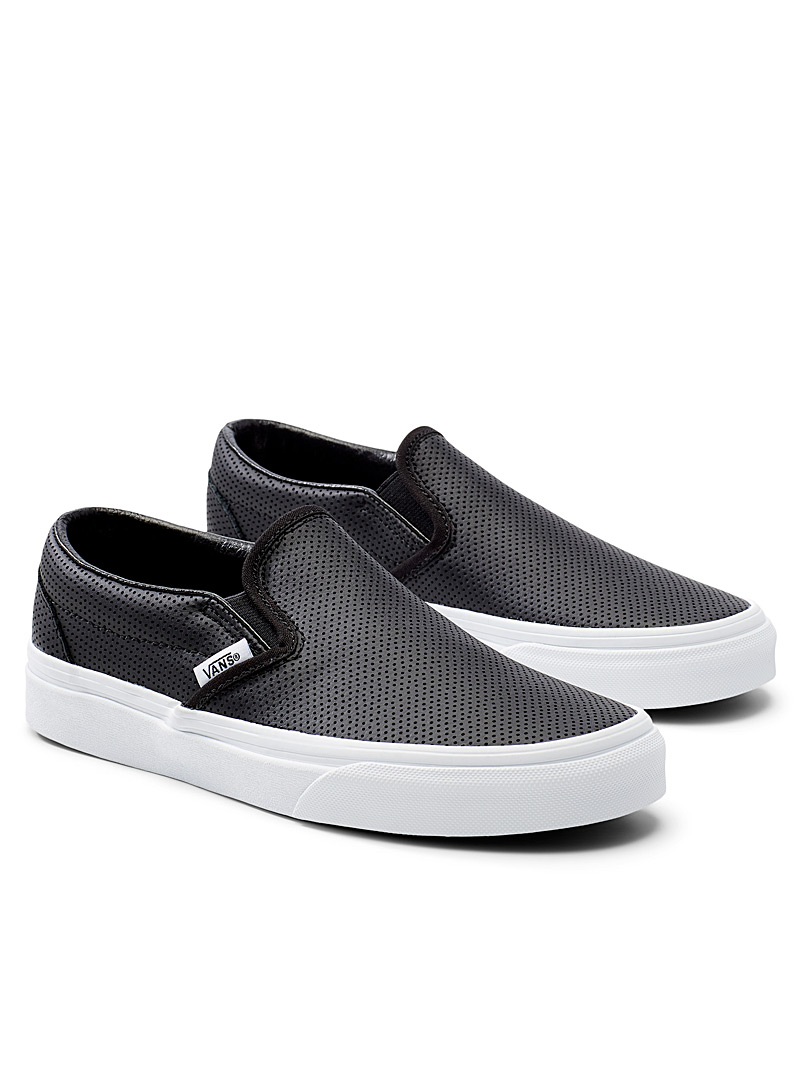 perforated leather slip on