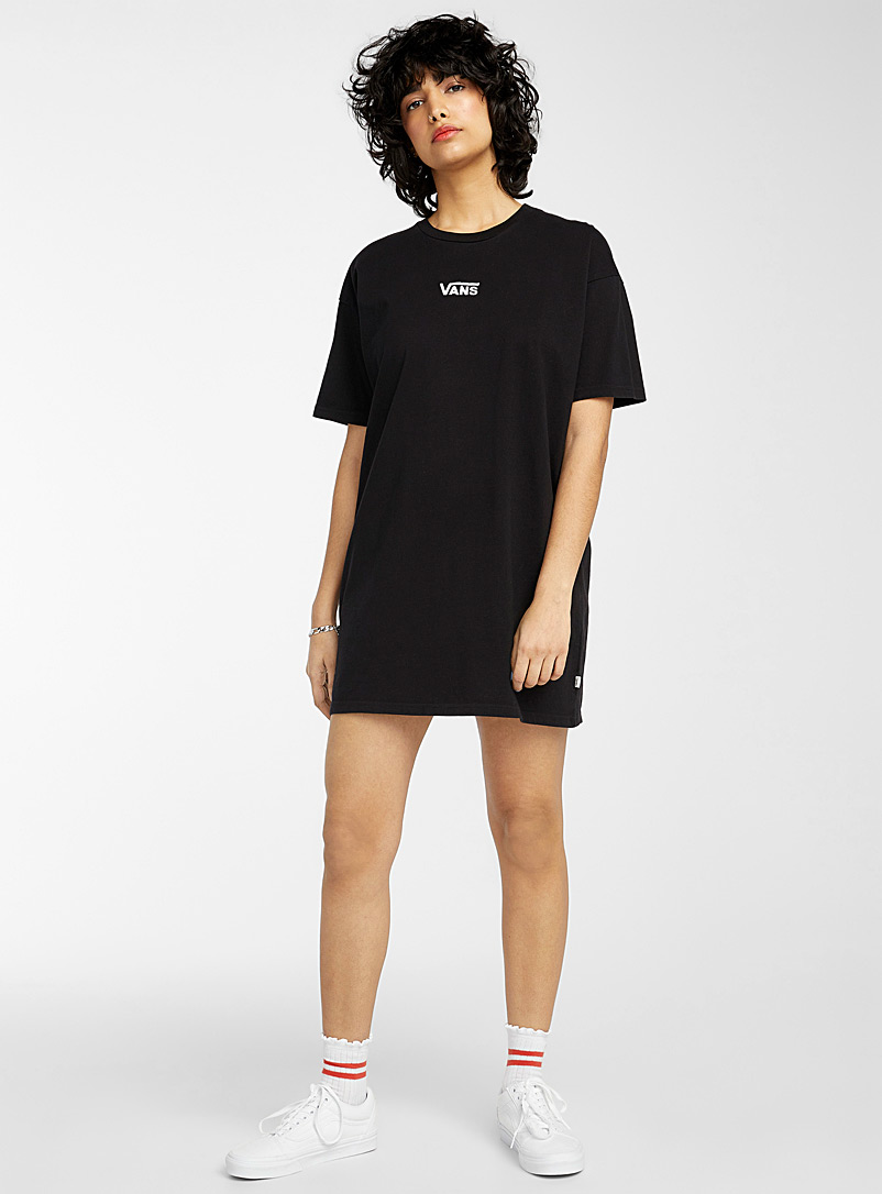 Vans Black Embroidered logo T-shirt dress for women