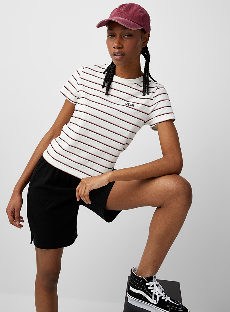 Vans Patterned White Triple-striped T-shirt for women