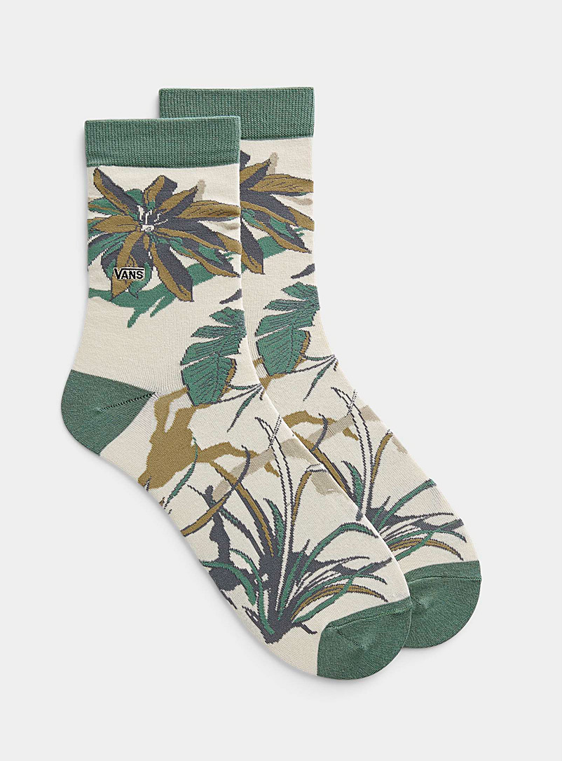 Vans Patterned Green Flower and leaf sock for men