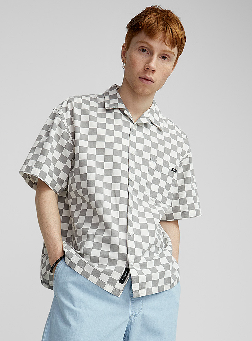 Vans White checkerboard camp-collar shirt for men