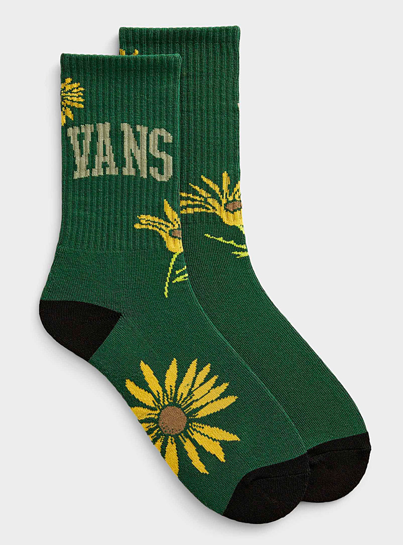 Vans: La chaussette tournesols Vert à motifs pour homme