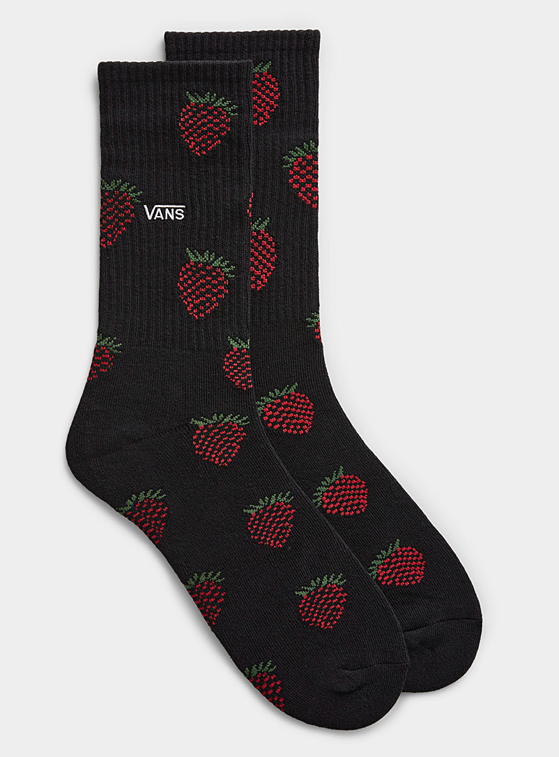 Vans: La chaussette fraises Noir à motifs pour homme
