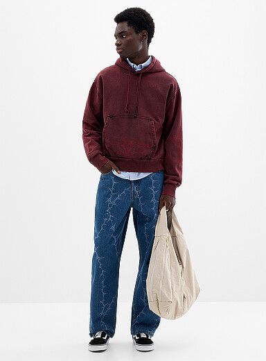 Le jean ample Check-5 lavage nervur&eacute; <b>Coupe baggy</b>
