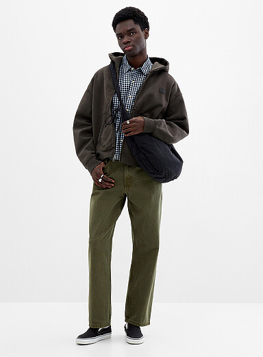 Vans: Le jean ample Check-5 vert mousse <b>Coupe baggy</b> Vert fonc&eacute; - Mousse pour homme