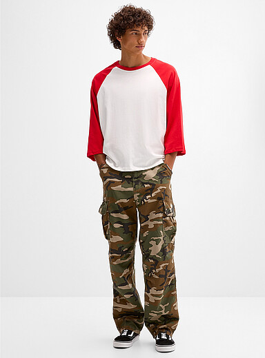 Vans: Le cargo ripstop ample camo <b>Coupe baggy fusel&eacute;e</b> Vert pour homme