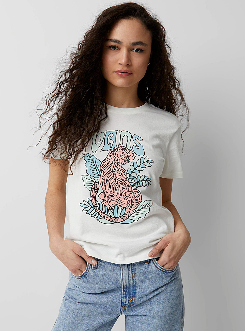 Vans Ivory White Tropical tiger tee for women