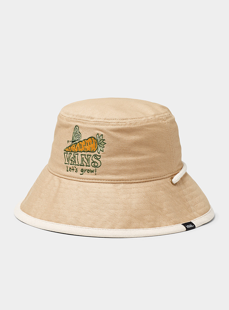 Vans Cream Beige Embroidered logo bucket hat for women