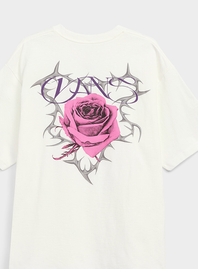 Vans: Le t-shirt rose barbel&eacute;e Blanc pour homme