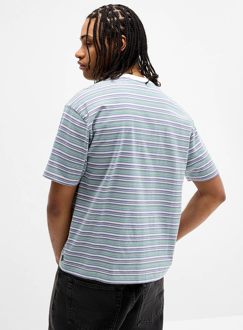 Vans: Le t-shirt ray&eacute; Cameron Blanc &agrave; motif pour homme