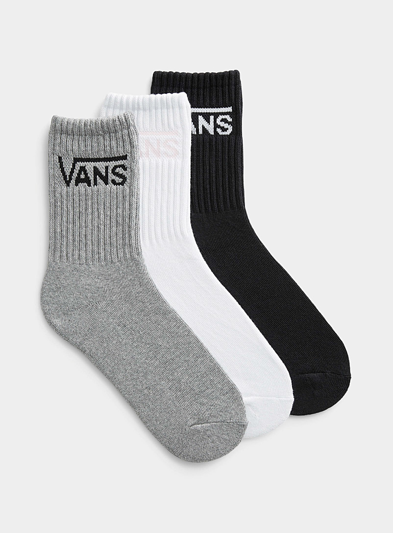 Vans: Les chaussettes signature côtelées Ensemble de 3 Noir à motifs pour femme