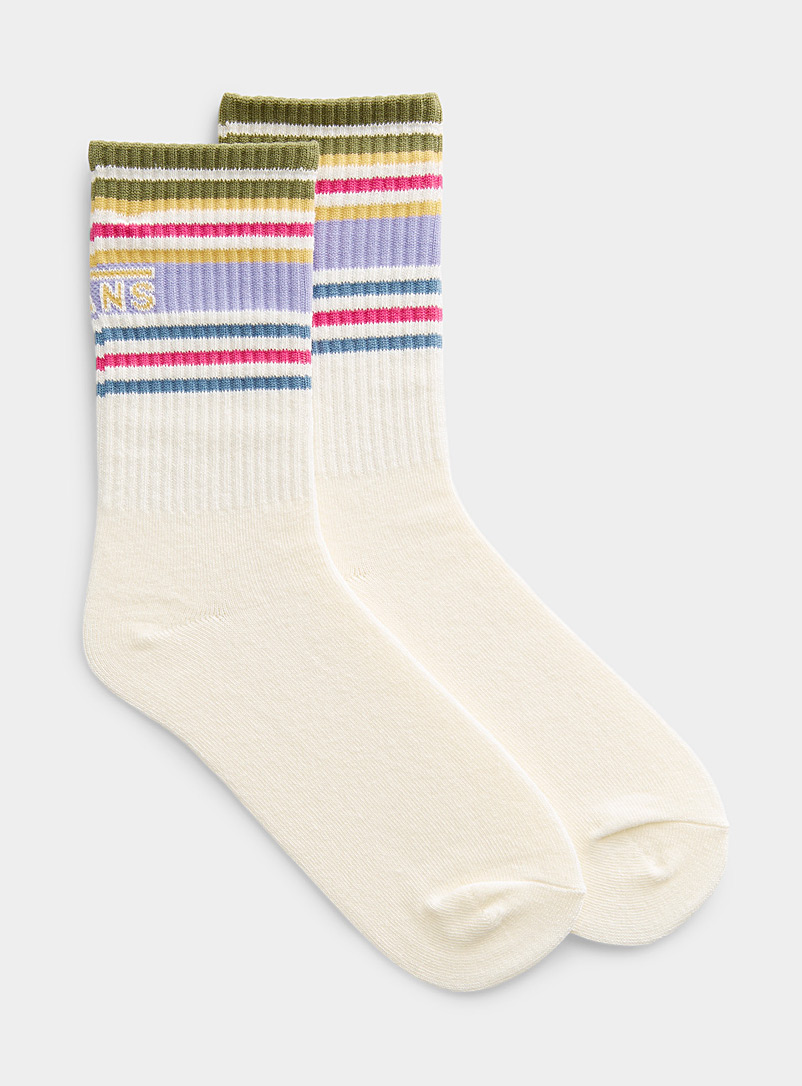 Vans Ivory White Retro tennis stripe sock for women
