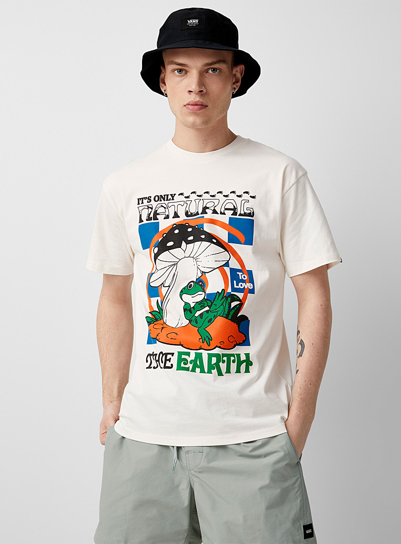 Vans: Le t-shirt champignon parasol Beige crème pour homme