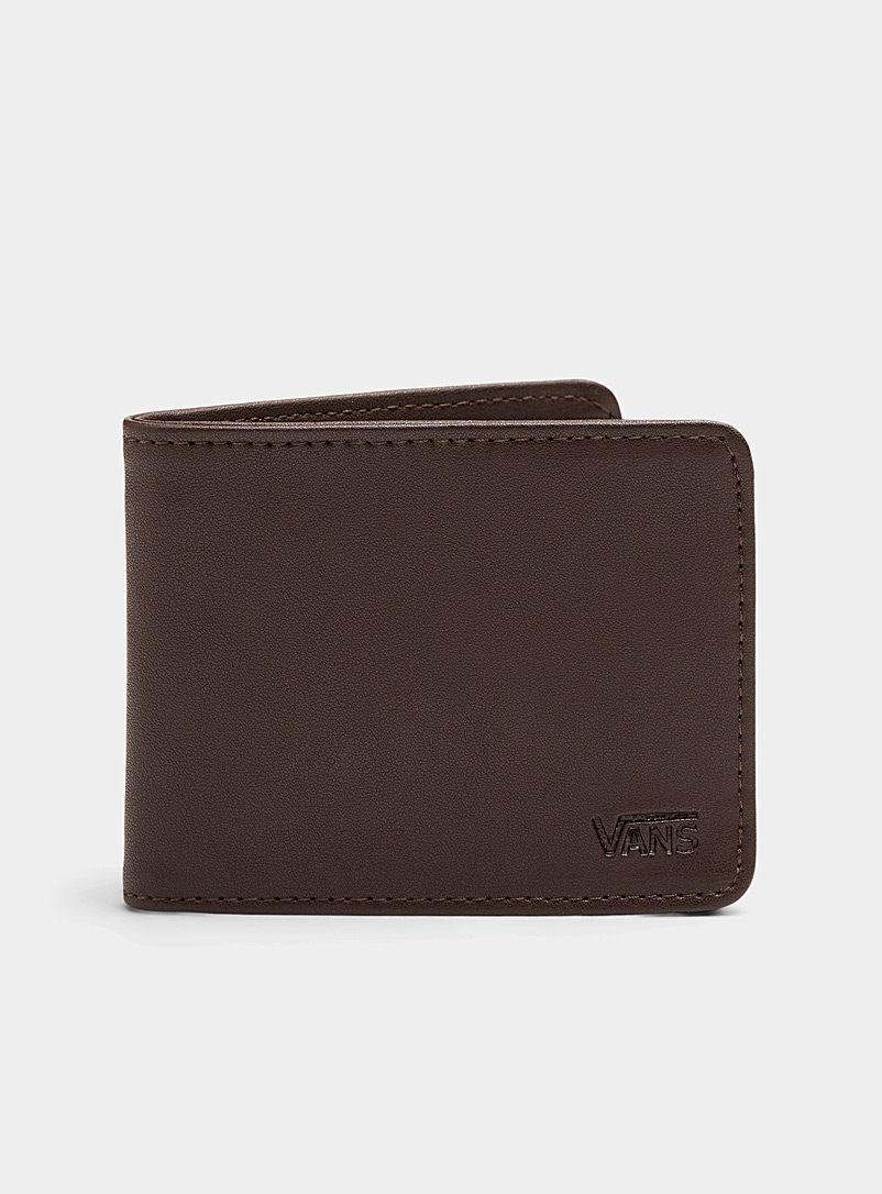 Vans Medium Brown Embossed logo faux-leather wallet for men