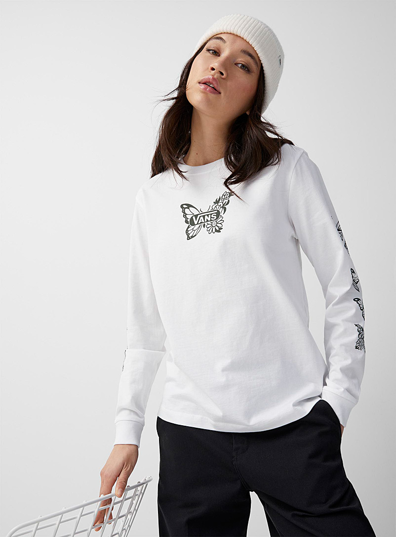 Vans White Floral butterfly T-shirt for women