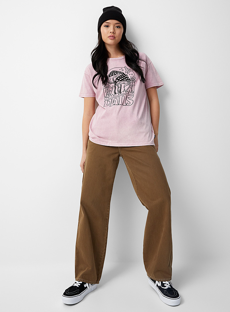 Vans Dusky Pink Flowers and mushrooms washed T-shirt for women