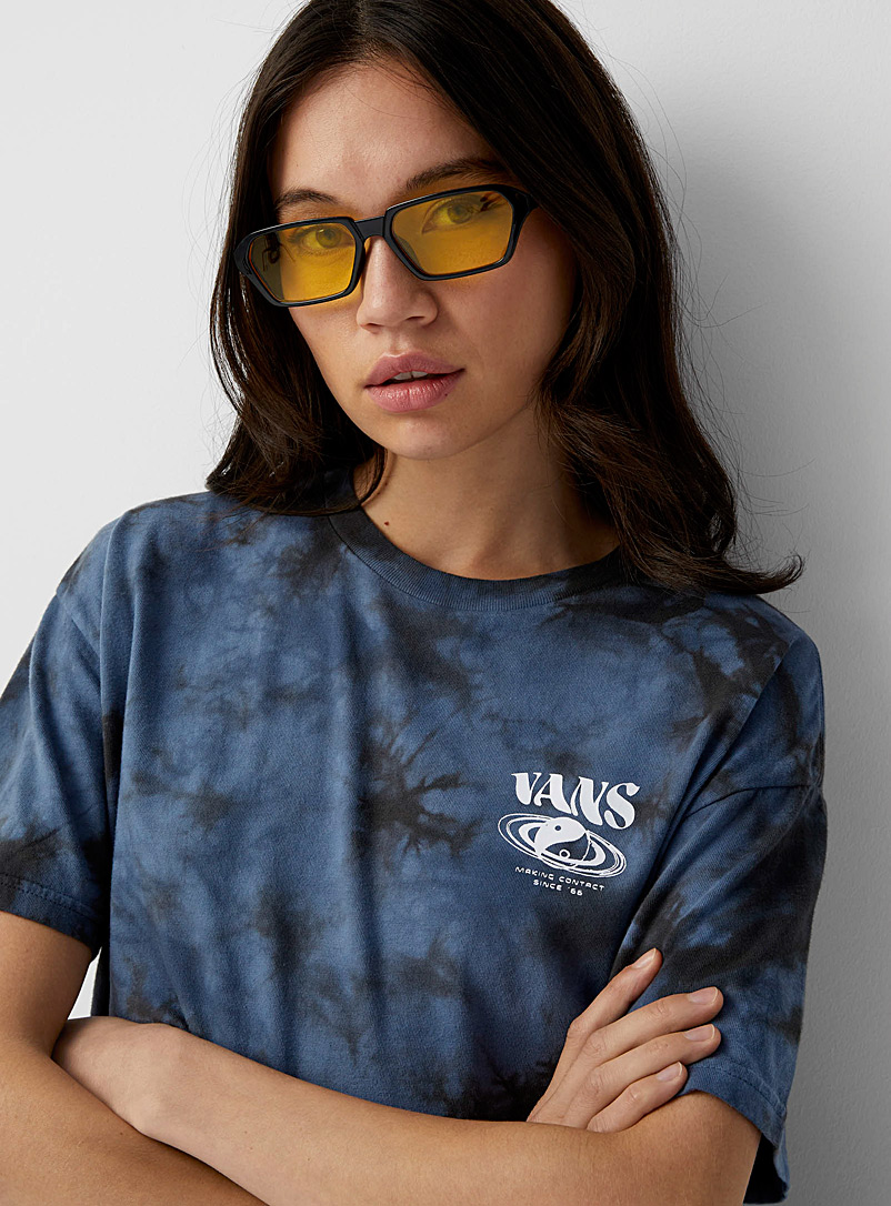 Vans: Le t-shirt tie-dye logo saturne Bleu moyen-ardoise pour femme