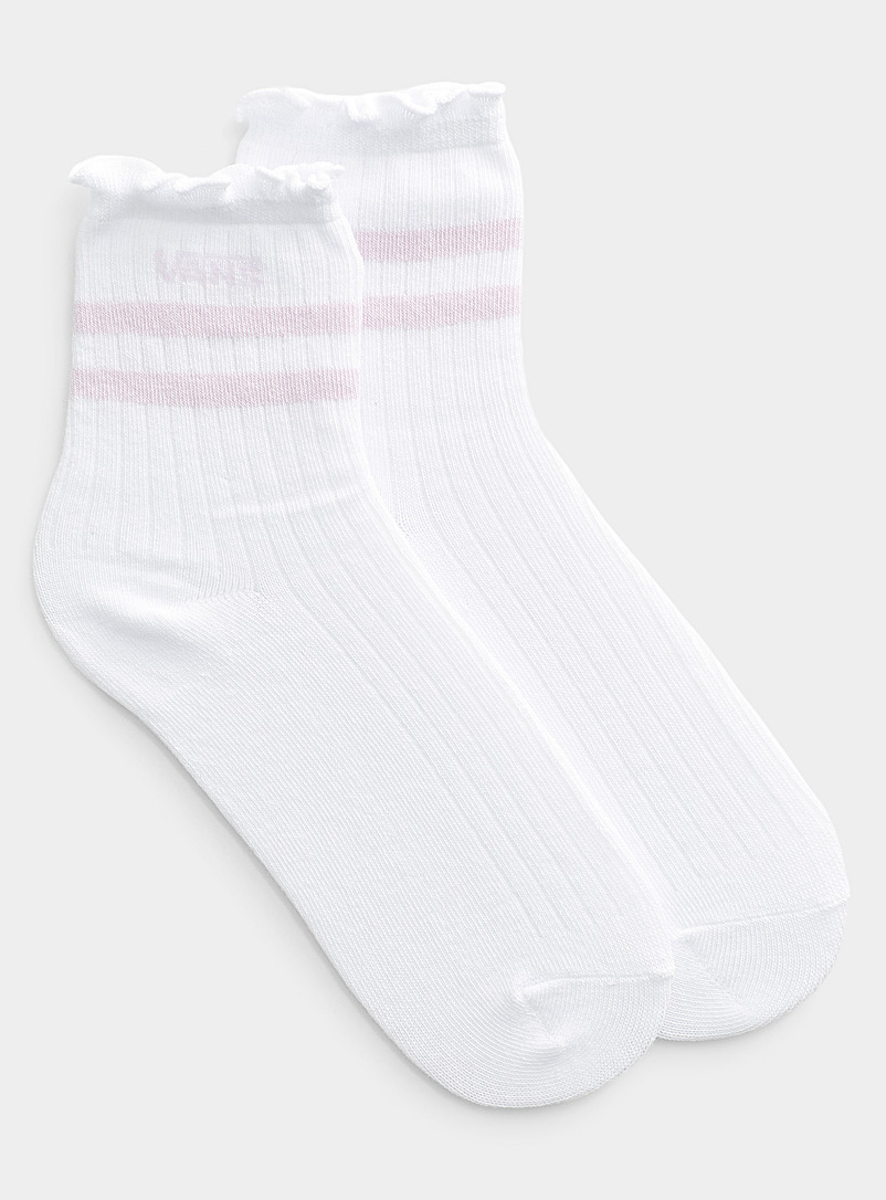 Vans White Sporty ruffle ankle socks for women