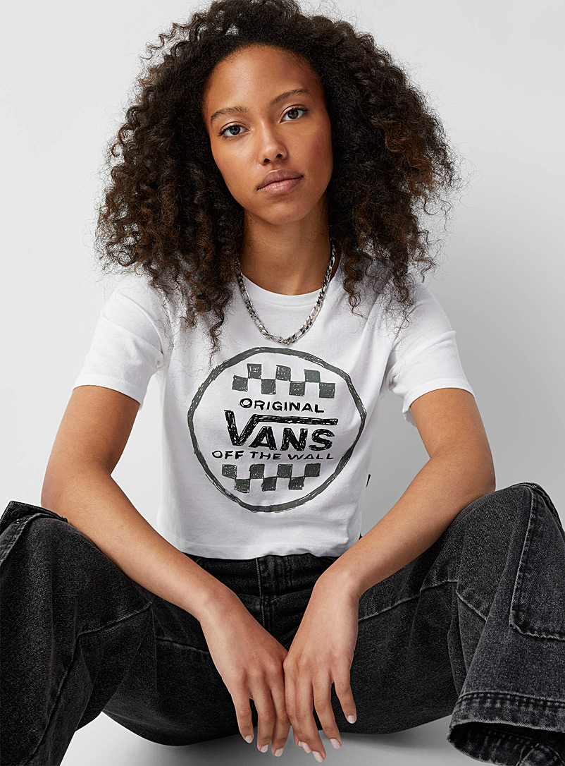 Vans White Hand-drawn logo T-shirt for women