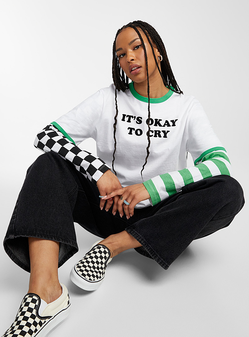 Vans White Checkers and stripes T-shirt for women