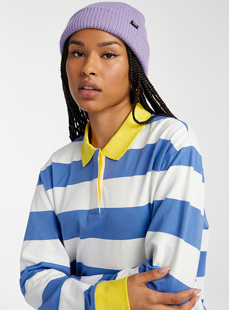 Vans Patterned White Wide stripes polo T-shirt for women