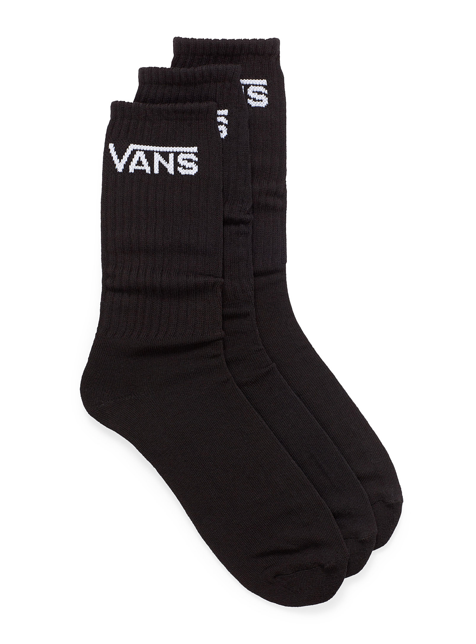 Vans Drop V Logo Ribbed Socks 3-pack In Black