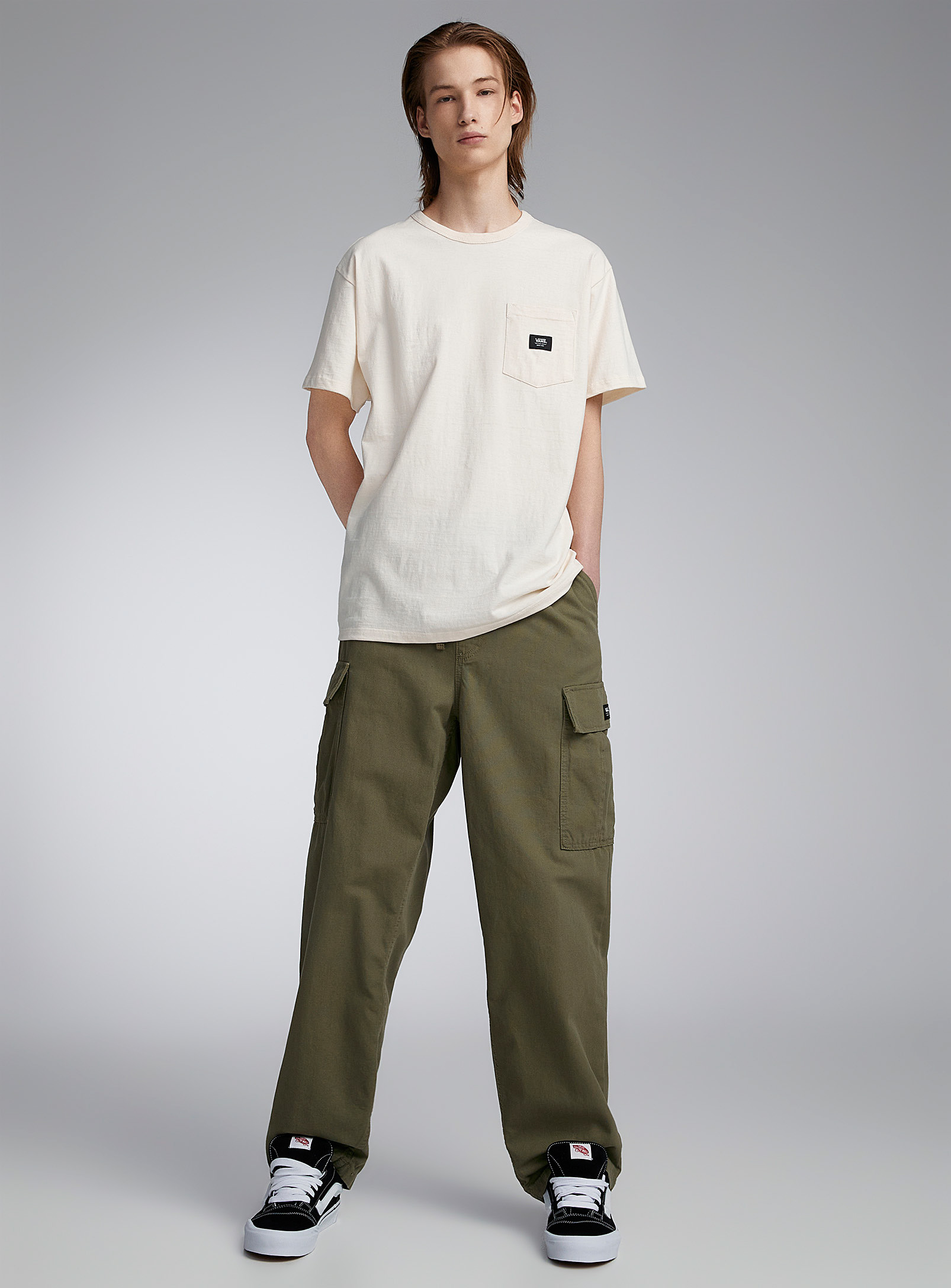 Vans Range Drawstring-waist Cargo Pant Baggy Tapered Fit In Mossy Green