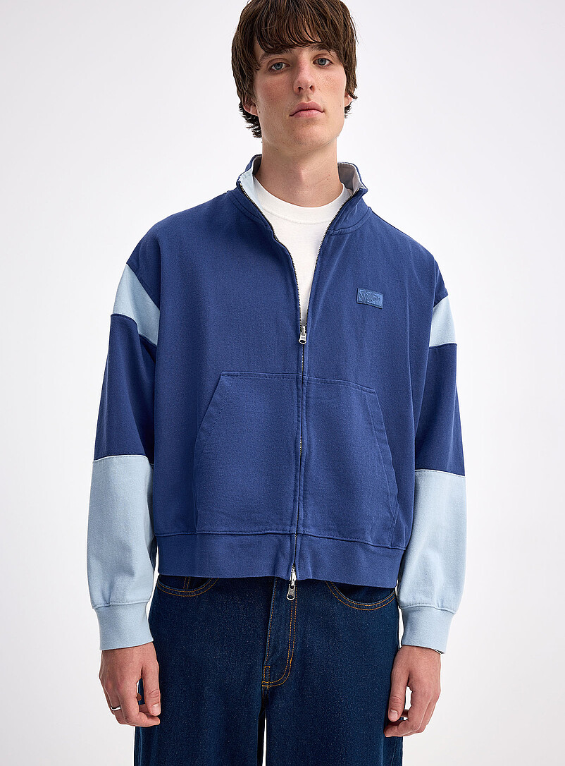 Retro two-tone zipped mock neck sweatshirt Loose fit product image (primary)