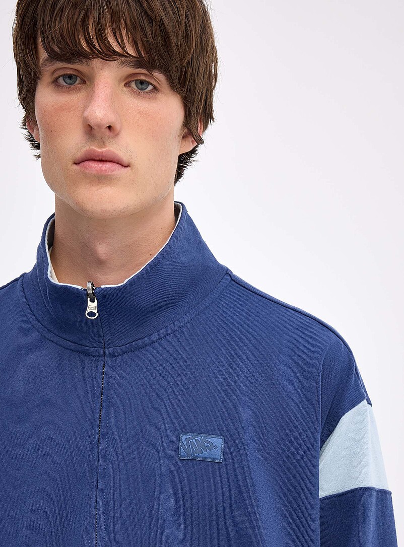 Retro two-tone zipped mock neck sweatshirt Loose fit product image 2