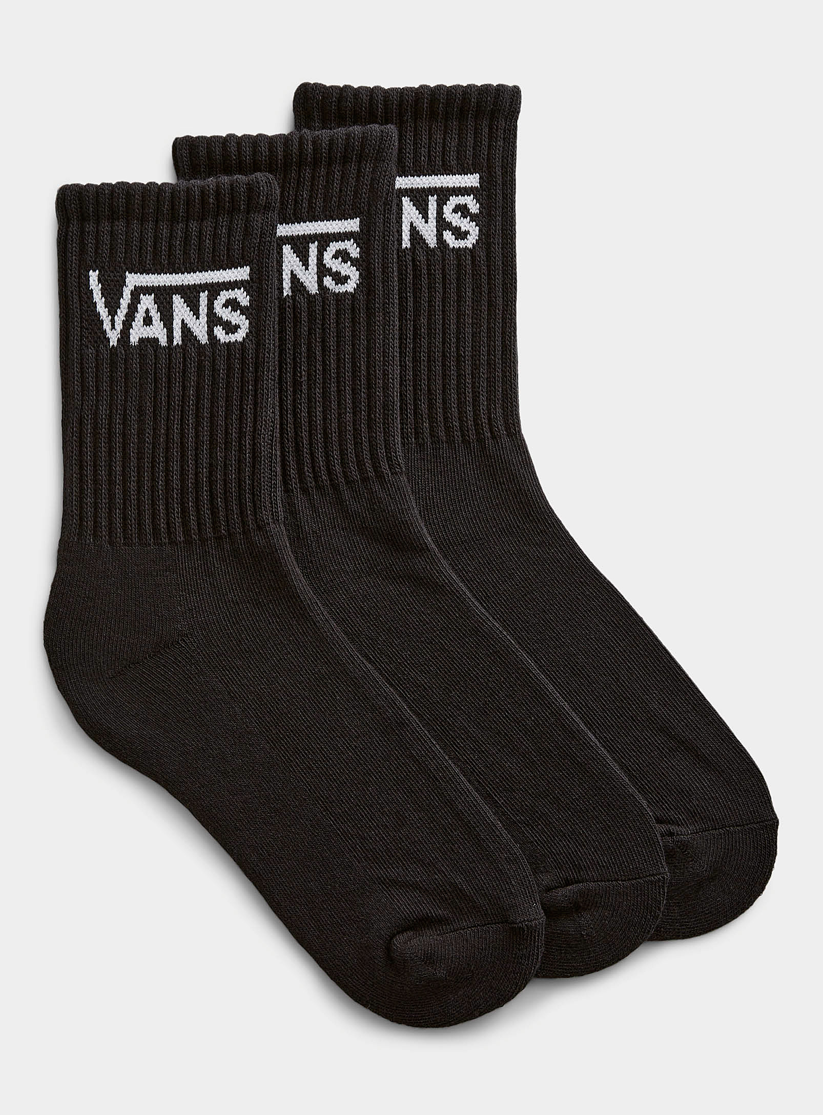 Vans Signature Ribbed Socks Set Of 3 In Black