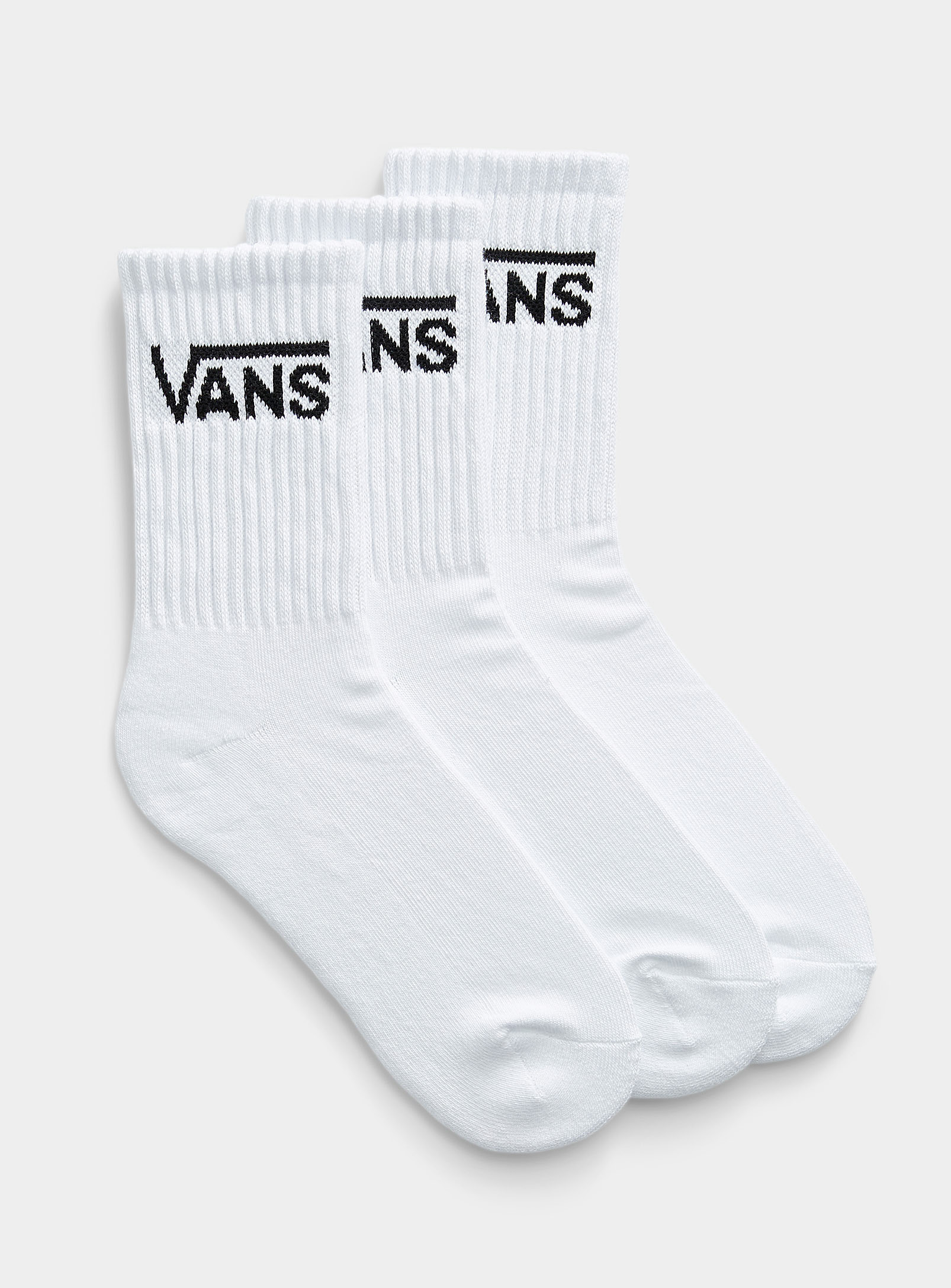 Vans Signature Ribbed Socks Set Of 3 In White