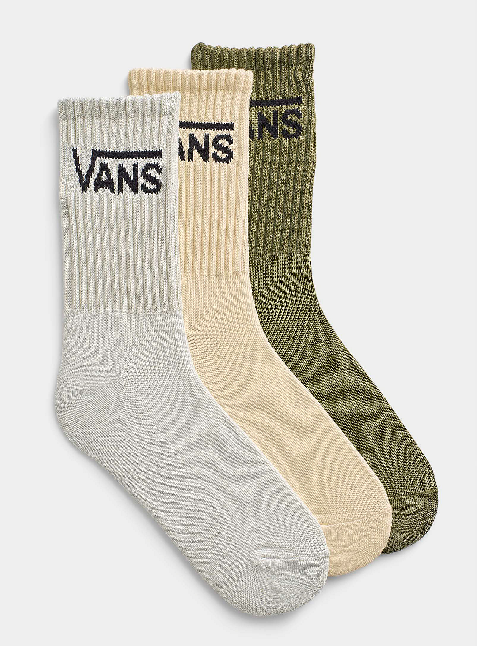 Vans Signature Ribbed Socks Set Of 3 In Lime Green