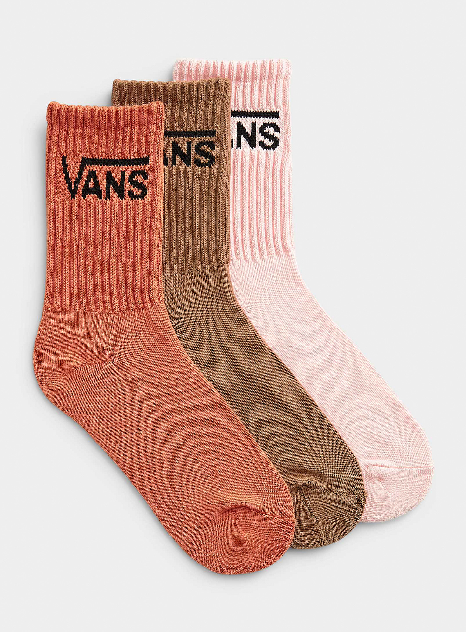 Vans Signature Ribbed Socks Set Of 3 In Orange