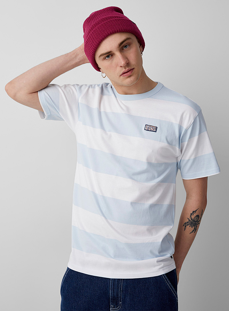 Vans - Men's Club-Stripe Logo T-Shirt in Baby Blue, Size Large