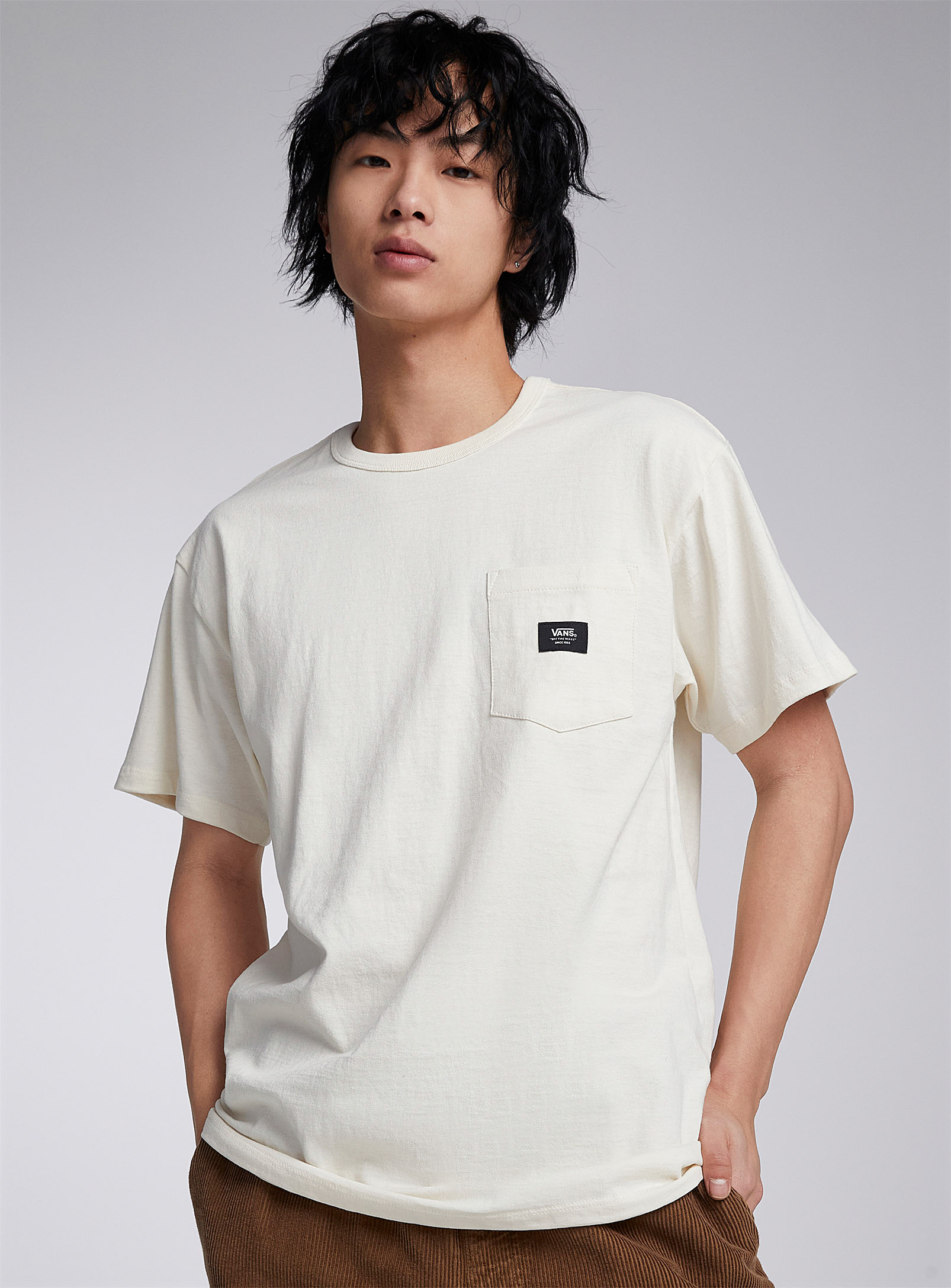 Vans Woven Patch Pocket T-shirt In White